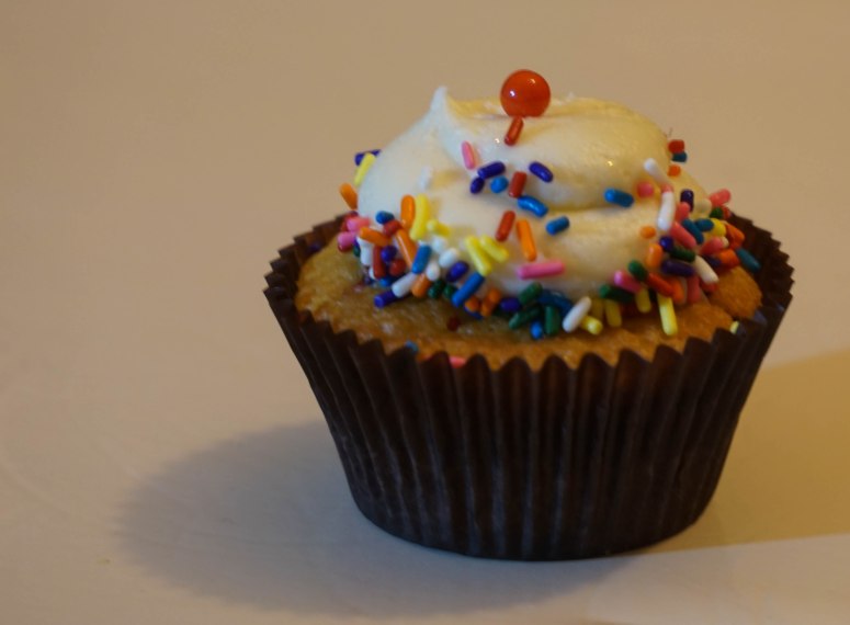Funfetti cupcake from Cupcakin', a sin that I committed at half past midnight because I treat myself. Thanks, Jocelyn!