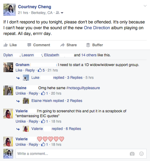 One Direction FB post